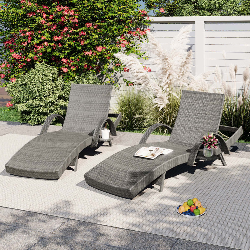 Ensemble de chaise longue en osier Burgunda, Gris