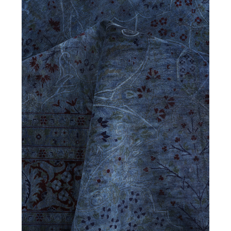Overdyed Hand-Knotted Wool Modern-Contemporary Black Area Rug 8' 1" x 10' 5"