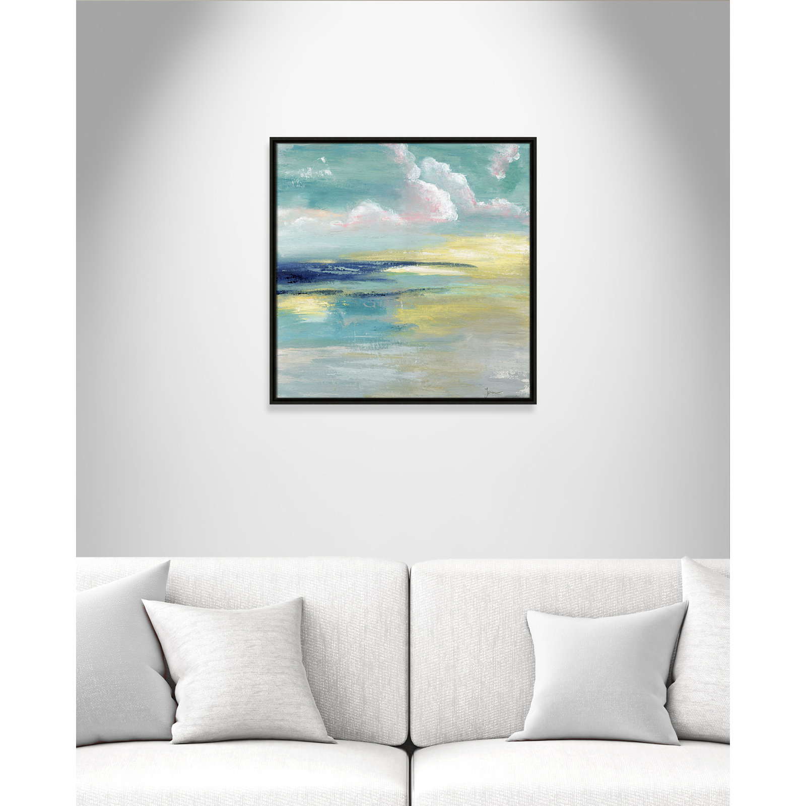 Bertie "Ocean View" Painting by Tava Studios, Espresso Framed Canvas, 25.5" H x 25.5" W x 2" D