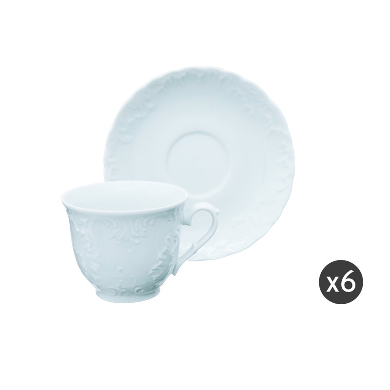 ELISA ROCOCO'' SET OF 6 TEA CUP & SAUCER