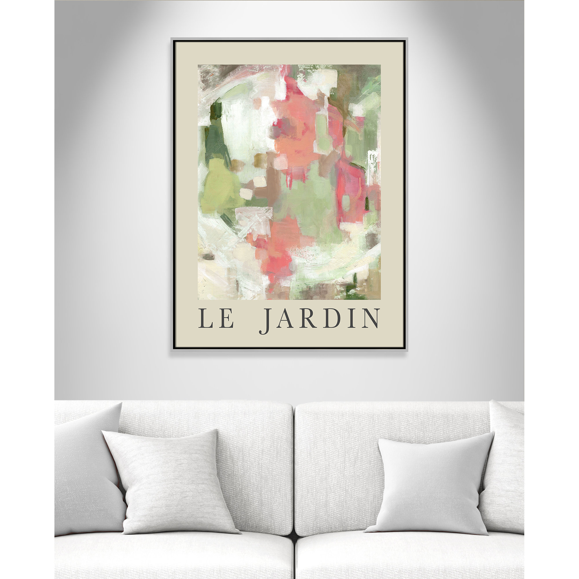 Botanical Poster Collection " Le Jardin " by Carol Robinson, 41.5" H x 31.5" W x 2" D, Silver Floater Frame, No