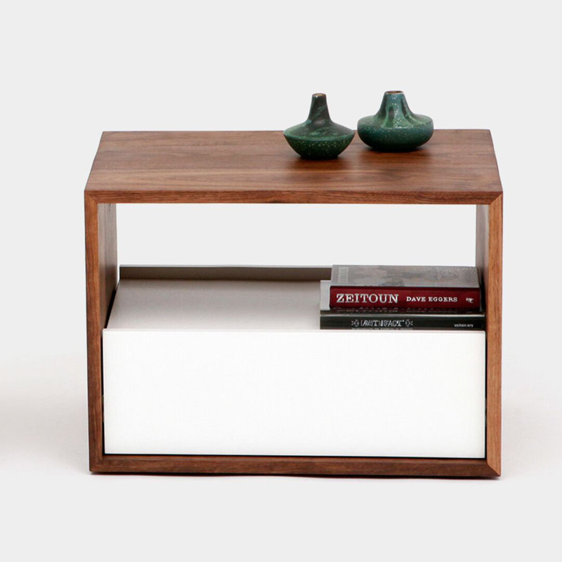 THN 1 - Drawer Solid Wood Nightstand, White
