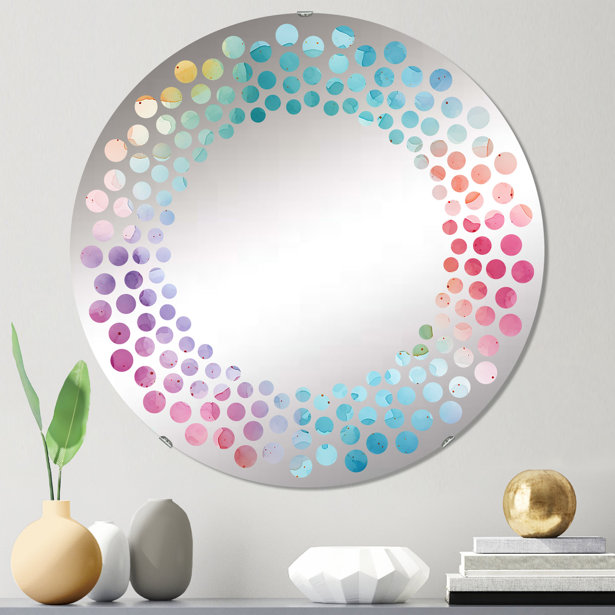 Design Art Serene Watercolor Polka Dot Wall Mirror Circle Wayfair