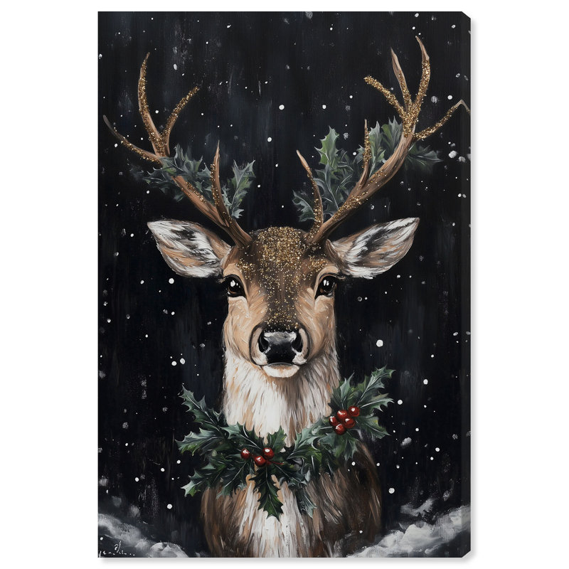 «Deer in Snowfall», reproduction d'art sur toile par Art Remedy, galerie tendue, 36 x 54, H 54 po x l 36 po