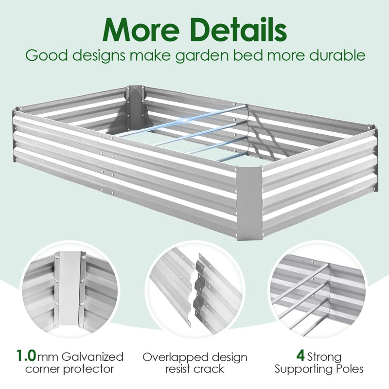 Clear Galvanized Metal Raised Garden Bed with Greenhouse Cover