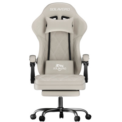 Brayden Studio Game Chair with Footrest, Video Game Chair, Gaming Computer Chair, Ergonomic Height Adjustable Game Chair for Adults with with 360°-Swivel Seat and Headrest, Swivel Breathable Felt Fabric Office Chair