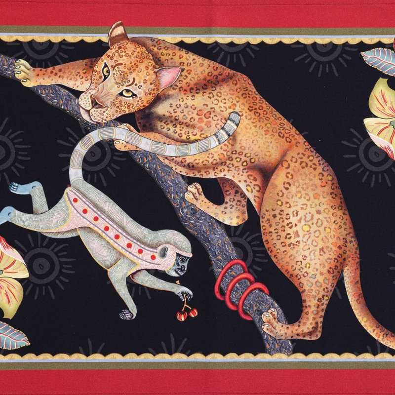 Monkey Tales Table Runner - Cotton, 138" L, Night