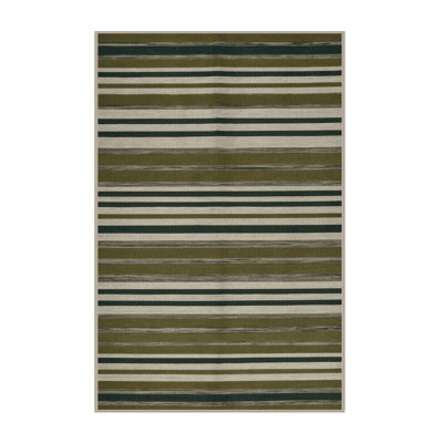  Tapis lavable rayé gris clair olive