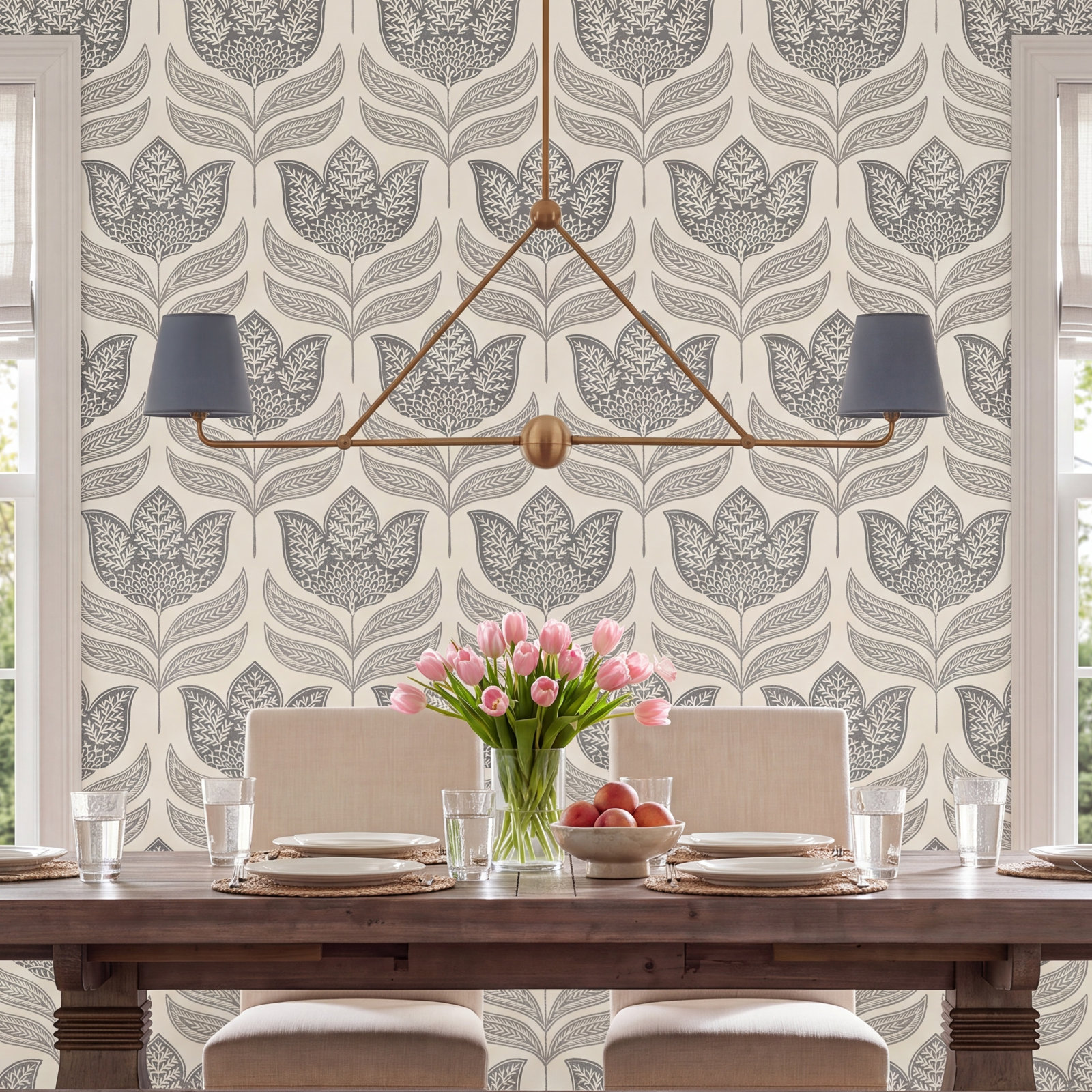 Floral Wallpaper, Gray