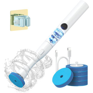 Ensemble de brosse de toilette électrique et support avec 5 têtes de recharge jetables, rechargeables et murales