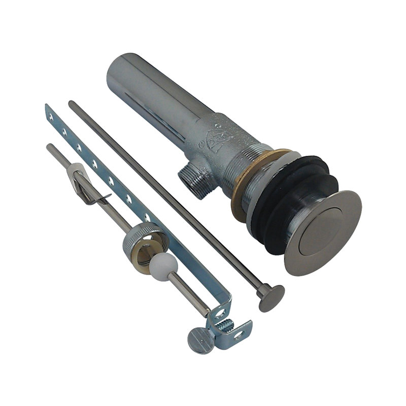 Pop-Up Bathroom Sink Drain With Overflow, Satin Nickel / Polished Brass