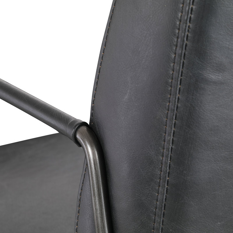 Derry Genuine Leather Armchair, Black Genuine Leather