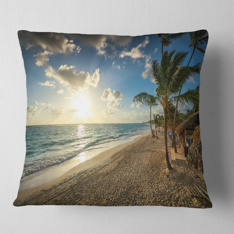 Magnifique coussin décoratif imprimé plage et mer - Bord de mer, 16 po x 1 po, Coussin décoratif