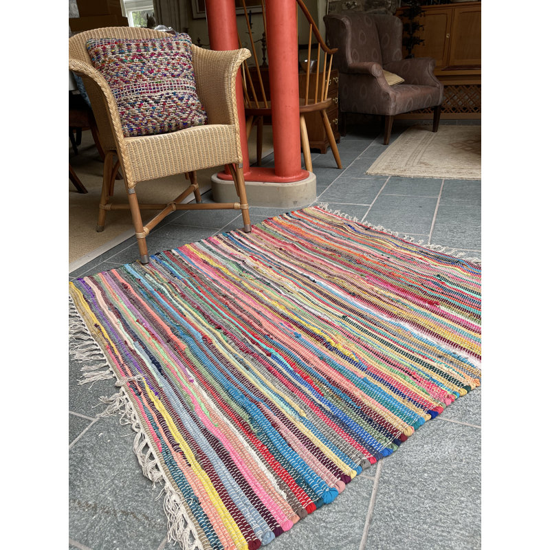 Reginald Handwoven Flat Weave Recycled Rag Rug, Square 120 x 120cm