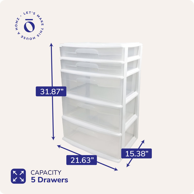 Tour de rangement en plastique avec 5 tiroirs Homz Homz