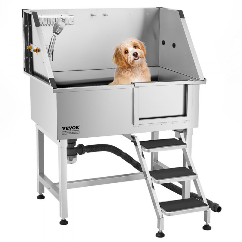 121.9cm H x 96cm W x 62cm D Stainless Steel Dog Grooming Tub