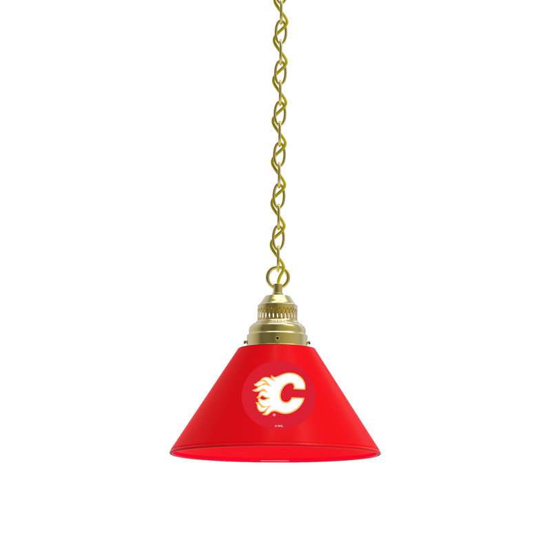 Luminaire suspendu conique 1 lumière NHL, Laiton, Calgary Flames