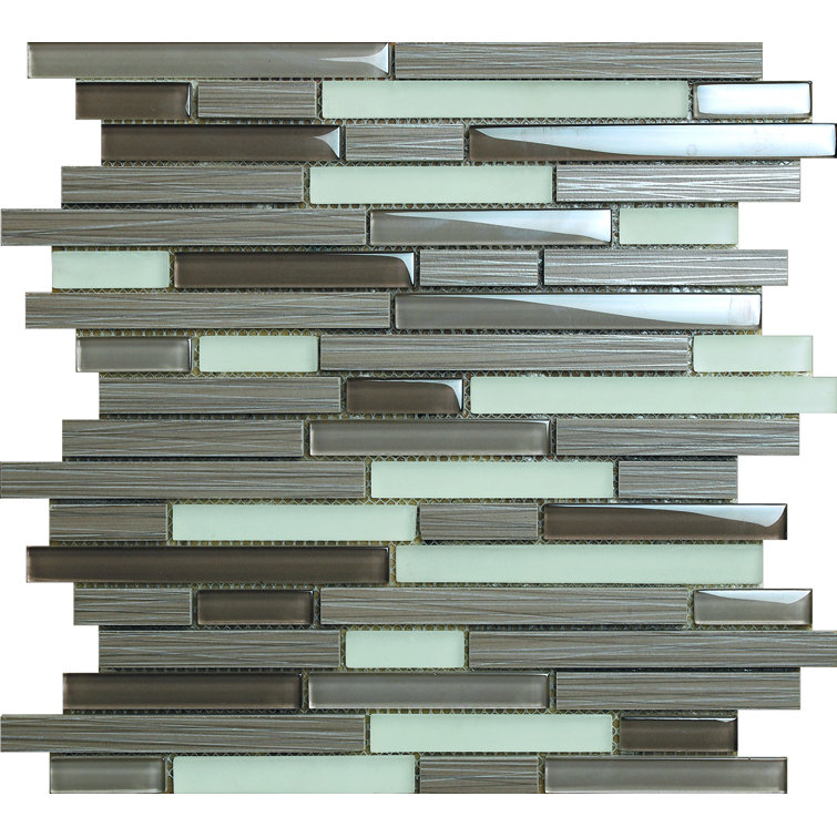 Duo Porcelain/Glass Linear Mosaic Wall & Floor Tile