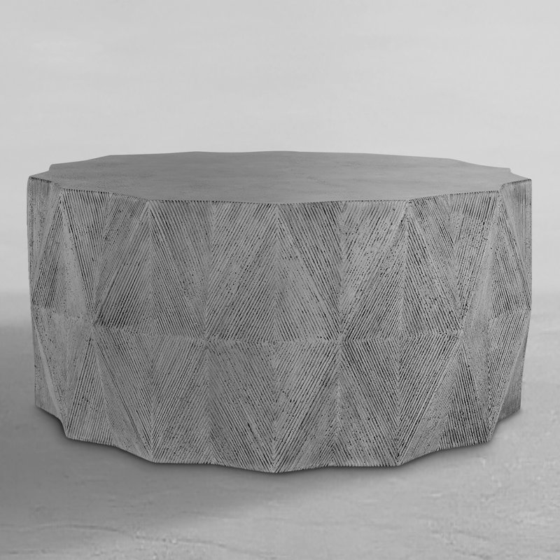 Cast Stone Coffee Table, Aged Stone Gray