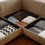Élégant canapé 2 places en chenille avec siège de rangement repose-pieds, dossier cylindrique et accoudoirs, causeuse moderne en tissu avec espace de rangement caché