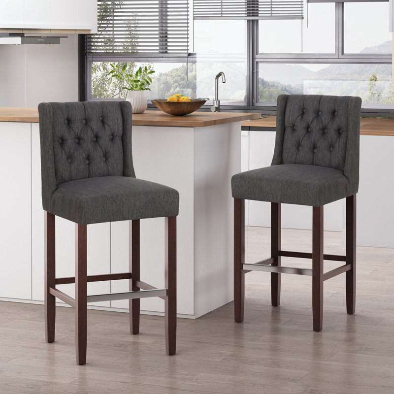 Bar Stools Set of 2, Charcoal