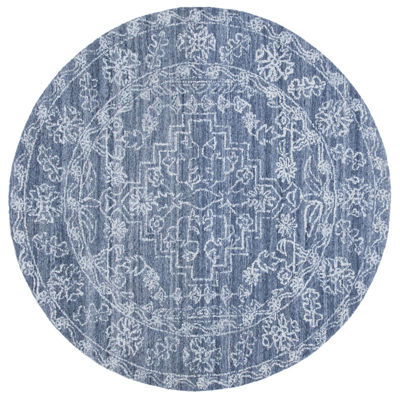 Lagro Hand Tufted Performance Oriental Rug, Round 6'