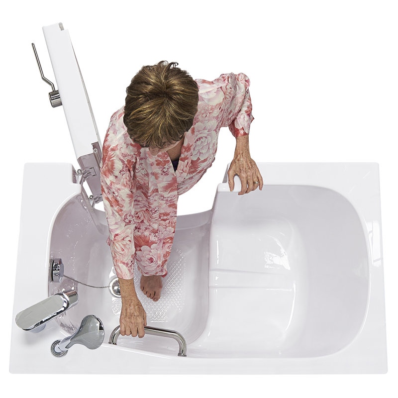 Ella Mobile 26"x45" Acrylic Soaking Walk-In-Bathtub, Right Outward Swing Door, 2 Piece Fast Fill Faucet, 2" Drain, Right