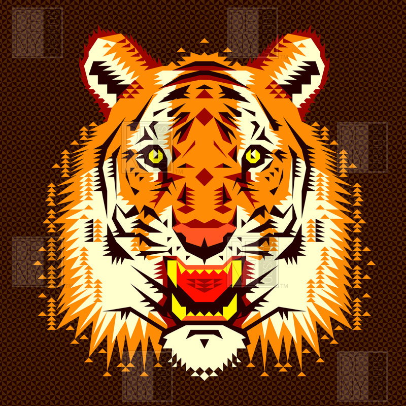 Rideau de douche simple tiger Chobopop Geometric
