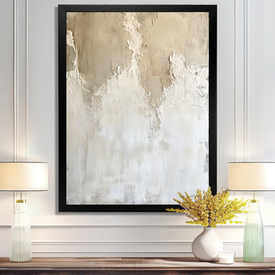  Beige Soft Beige Plaster Paint Layers II - Abstract Minimalism Picture Framed Wall Art