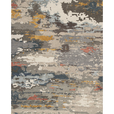 Lumina Abstract Area Rug in Ivory/Silver/Taupe