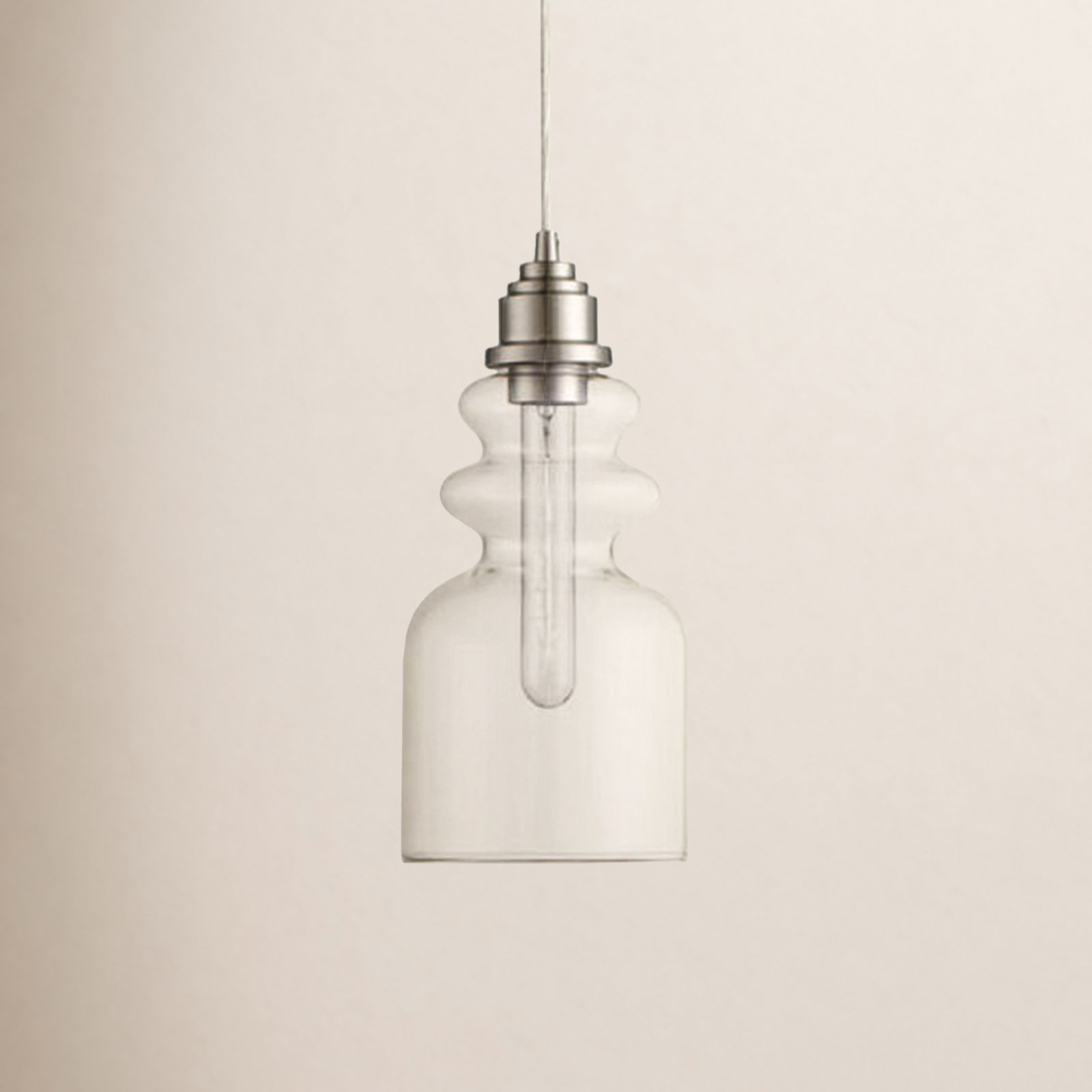 Cicely Single Light Glass Dimmable Pendant, Brushed Nickel