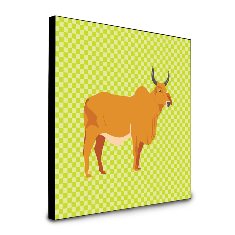 « zebu indicine cow check », art encadré Alfani, Vert