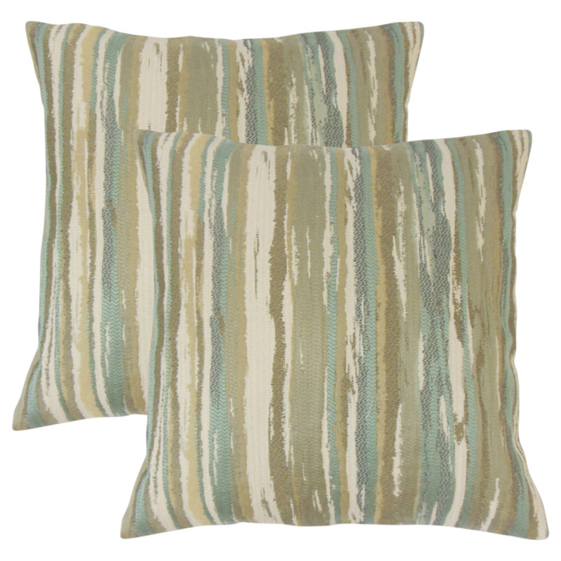 Striped Reversible Throw Pillow, Sage