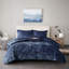Couette en velours bleu marine pour lit double/queen, rembourrage, oreiller, infroissable - Linge de lit luxueux bleu marine, lavable à la machine