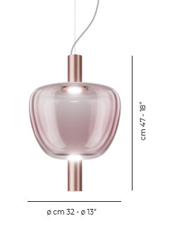 Riflesso 1 - Light LED Pendant, Light Amethyst Transparent, Matte Copper