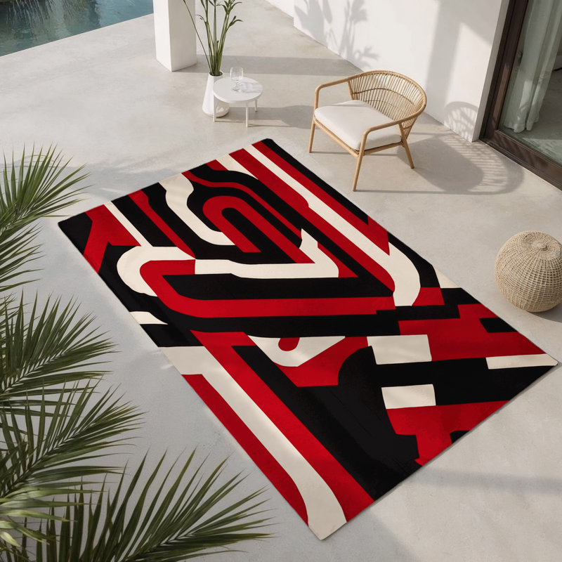 Crimson Depths Indoor And Outdoor Area Rug, Rectangle 1'6" x 2'6"