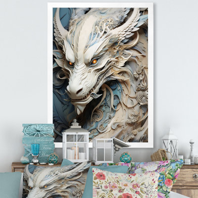 Epic Blue And Grey Dragon Odyssey I - Dragons Framed Prints