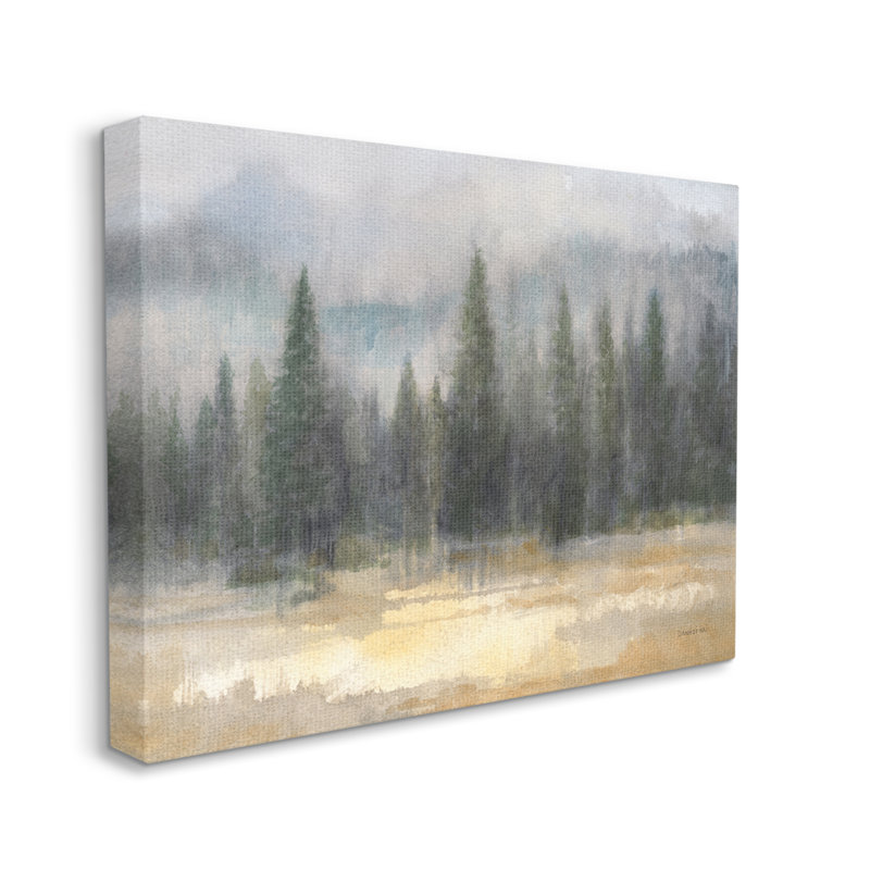 Abstrait pin brouillé, paysage de forêt, ferme surdimensionnée rustique surdimensionnée, estampe numérique, art texturé par Danhui Nai