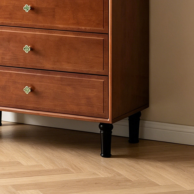 Solid Wood 5 Drawer Chest Storage Cabinet, Cherry/Black