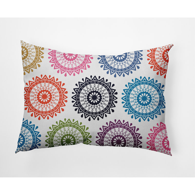 Groovy Geometric Outdoor Reversible Throw Pillow, Teal
