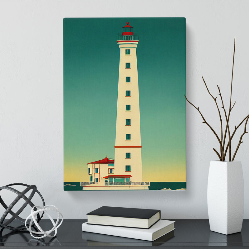 Lighthouse Deco Style - Wrapped Canvas, 50cm H x 35cm W x 3cm D