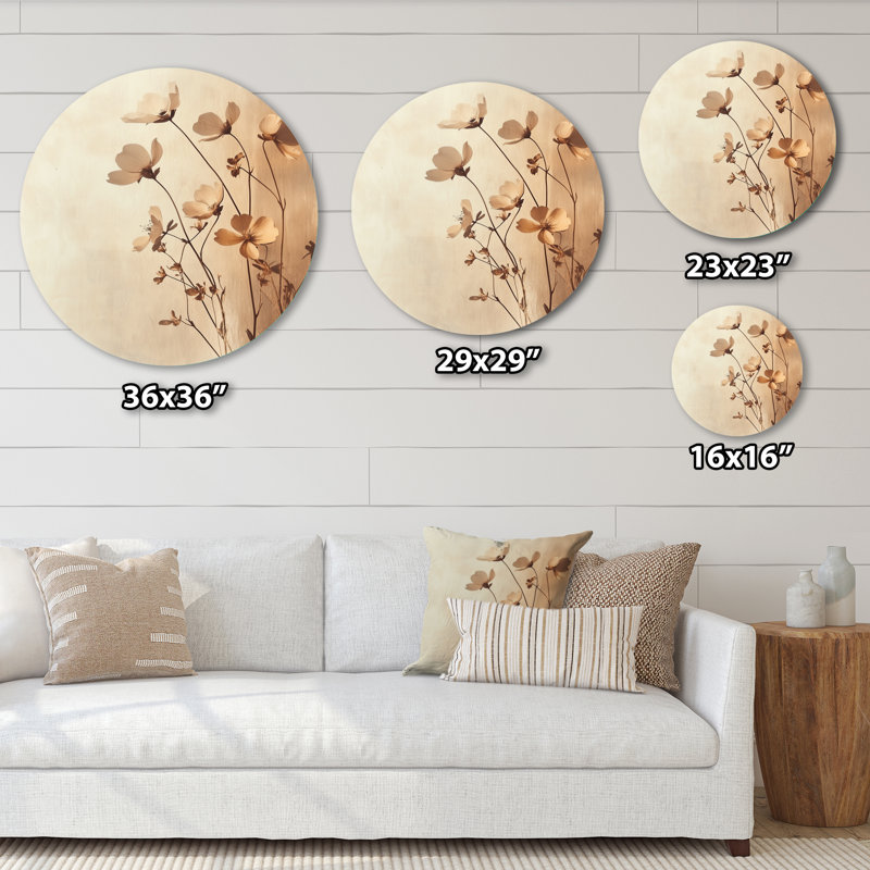 Décoration murale Hazy Summer Landscape In Beige By The Lake - Abstract Minimalisme, L 16 po x H 16 po