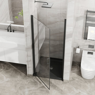 Pivot Shower Door, 1/4 Inch Thick Tempered Glass Swing Shower Door , Semi-Frameless Design