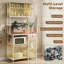 Oak Kitchen Baker’s Rack for Small Spaces, Freestanding Microwave Storage Shelving Unit with 6 S-Hooks, Practical Kitchen Organization for Pots, Pans and Spices
