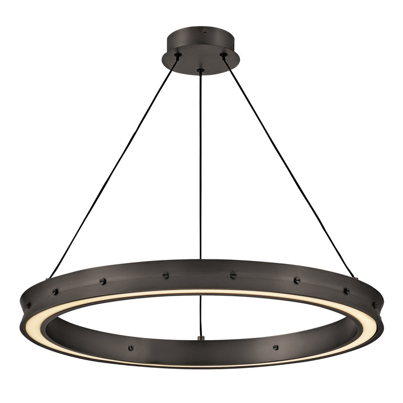 Althea Integrated LED Modern Round Chandelier, Satin Black, 22.25" H x 26" W x 26" D