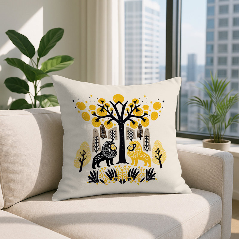 Coussin Comas, Jaune, Carré 15 po