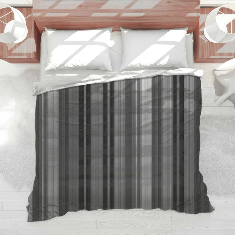 Stripes Bedding Pattern Comforter Modern, Twin Comforter, Black/Gray Striped