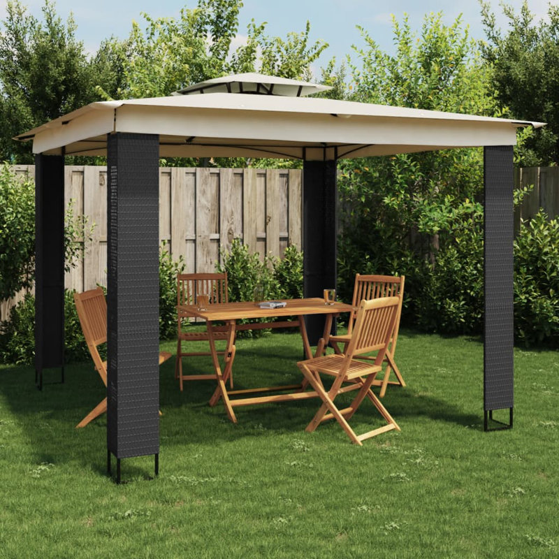 3m x 3m Powder Coated Steel Gazebo, Cream