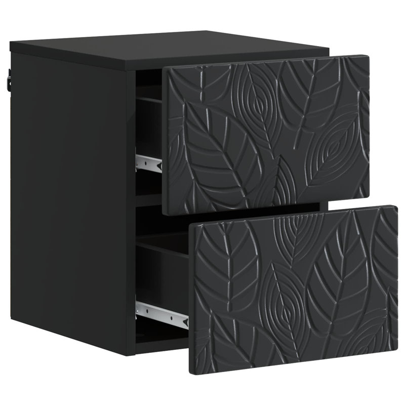 34.5cm W Composite Bedside Table, Black