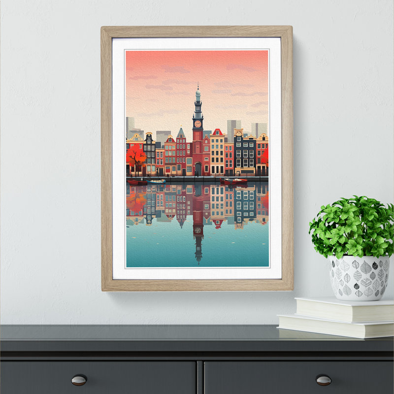 Amsterdam Minimalism No.2 1 Piece Single Picture Frame Wall Art, 34cm H x 25cm W x 2cm D, Oak